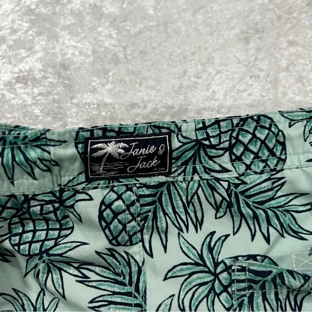Janie and Jack NWT Size 3 Teal Pineapple Swim Trunks